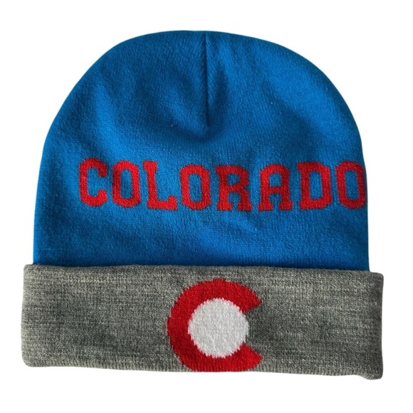 COLORADO Blue and Gray Men's Beanie Knit Hat - Picture 1 of 3